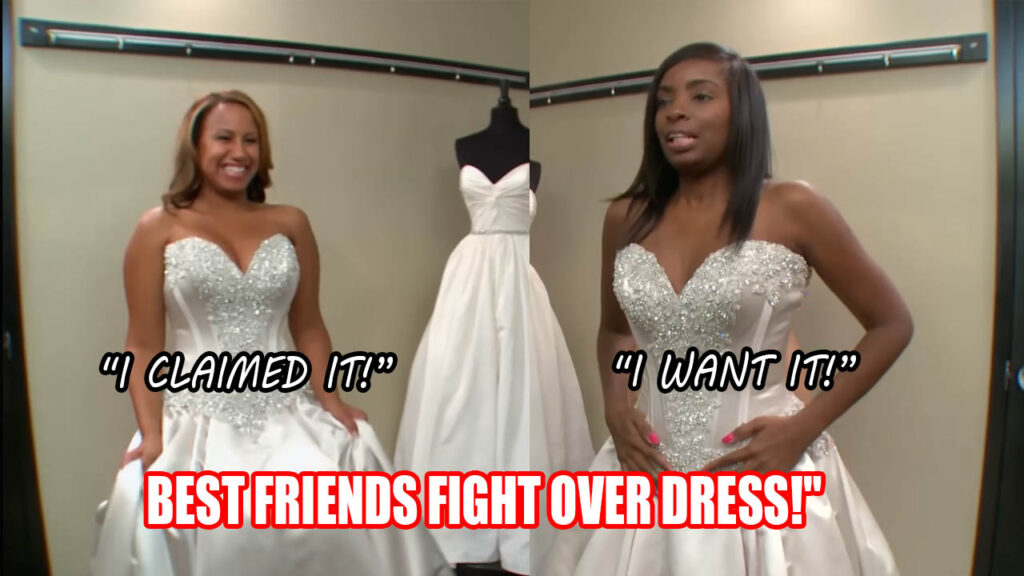 Best friends Jania and Tereny shopping together for luxury designer wedding gowns at Kleinfeld.