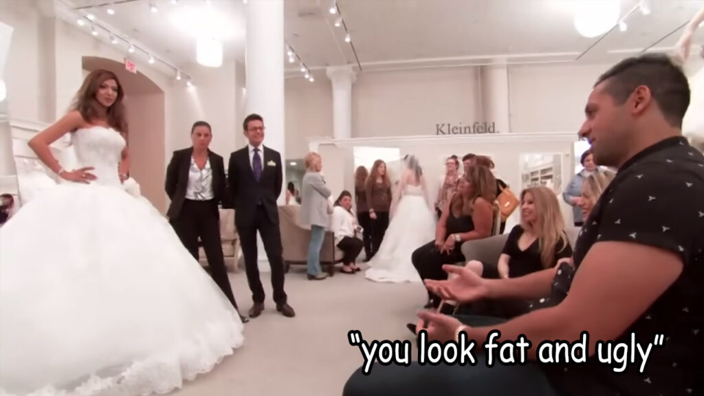 Bride Persia's brother brutally roasts a designer wedding dress at Kleinfeld