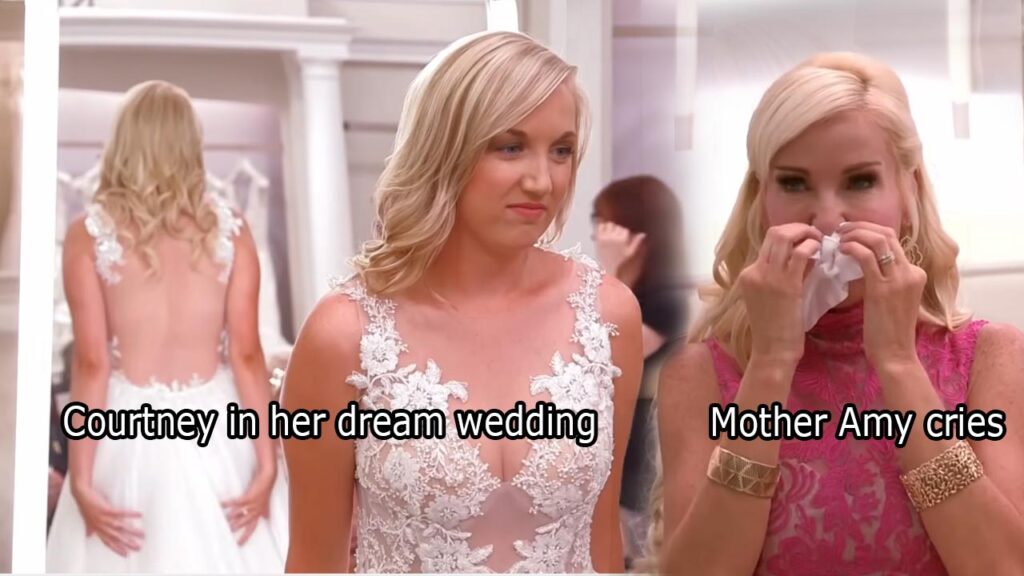 Mother Amy cries seeing her daughter Courtney in her dream wedding dress at Kleinfeld