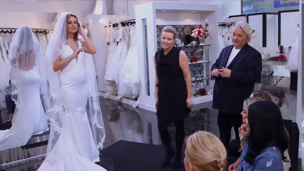 Glamour model Danielle Lloyd poses in her Pnina Tornai wedding dress