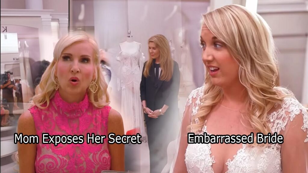 Mother Amy compares the back of a designer wedding dress to a wad of toilet paper