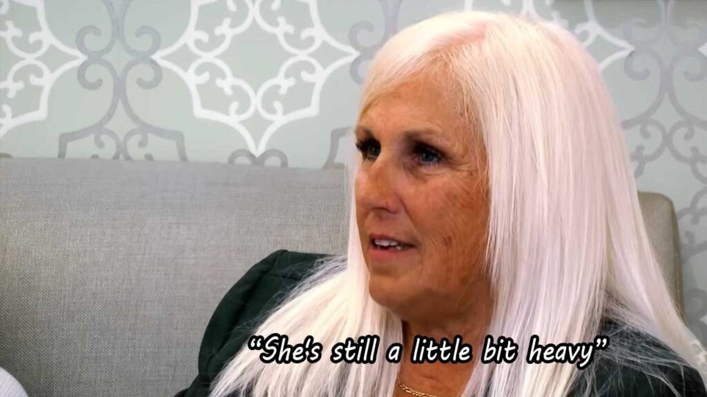 Critical mother telling her daughter she is too heavy to wear a form-fitting wedding dress.