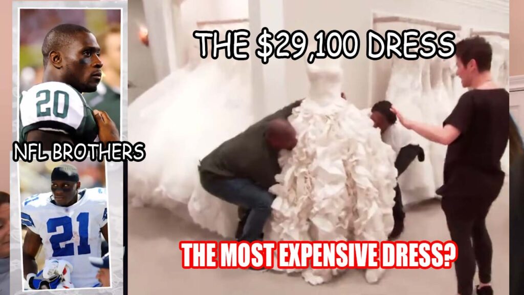 Former NFL players Julius and Thomas Jones shop for a luxury wedding dress at Kleinfeld