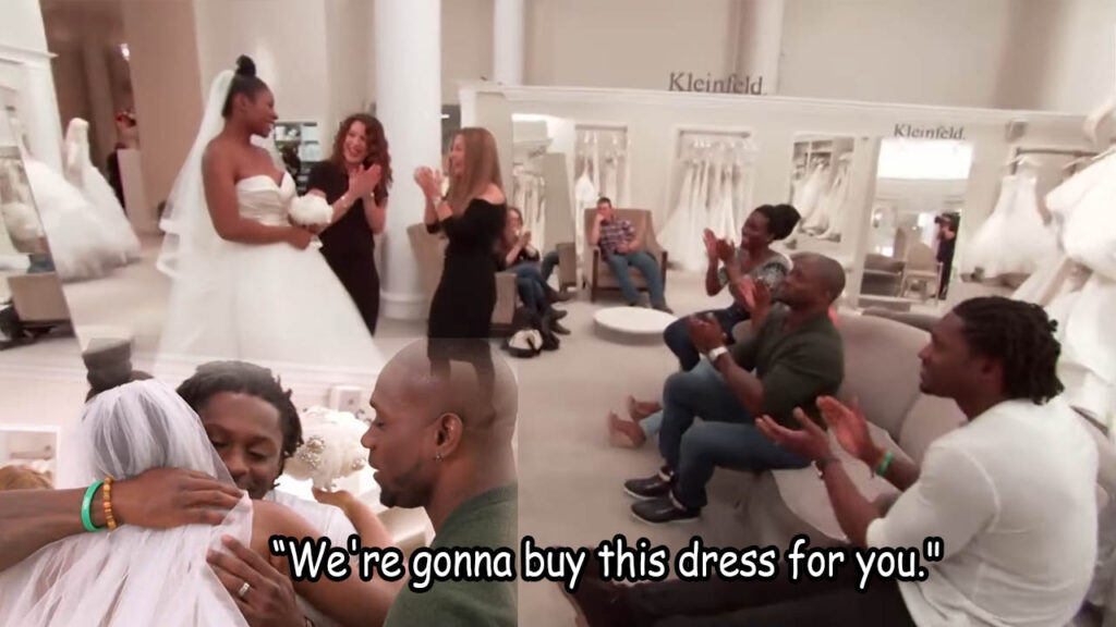 NFL brothers surprise their sister by buying her Pnina Tornai wedding dress
