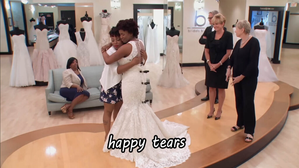 Sister Shamara breaks down in happy tears seeing bride Jay's final wedding dress