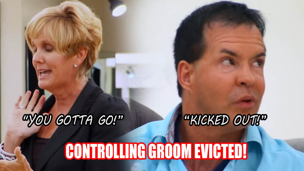 Controlling fiance showing red flags during wedding planning at a bridal salon.