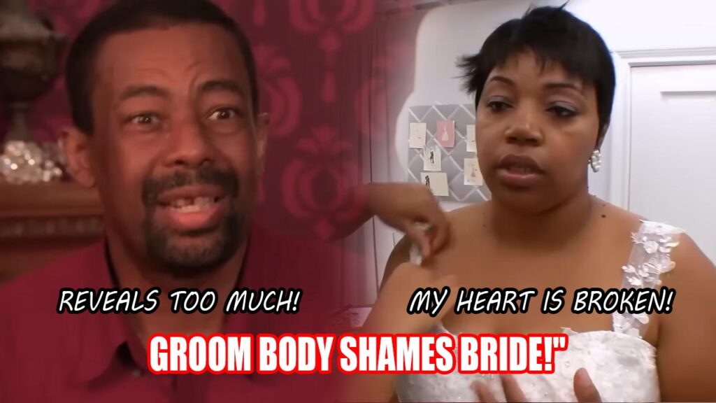 Critical groom judging his plus size bride's wedding dress for being too revealing.