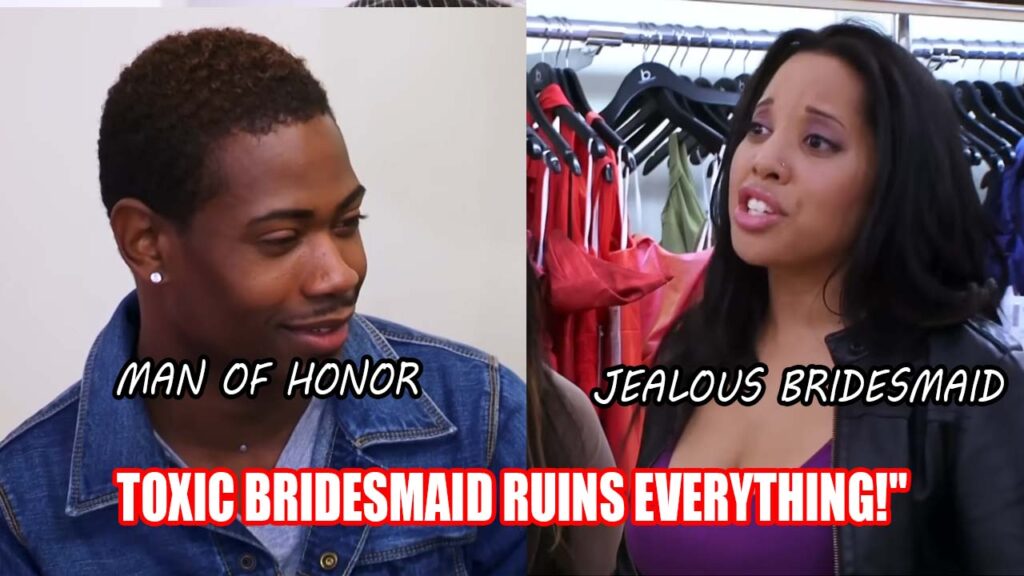 Toxic bridesmaid rolling her eyes and threatening to quit the wedding over a dress.