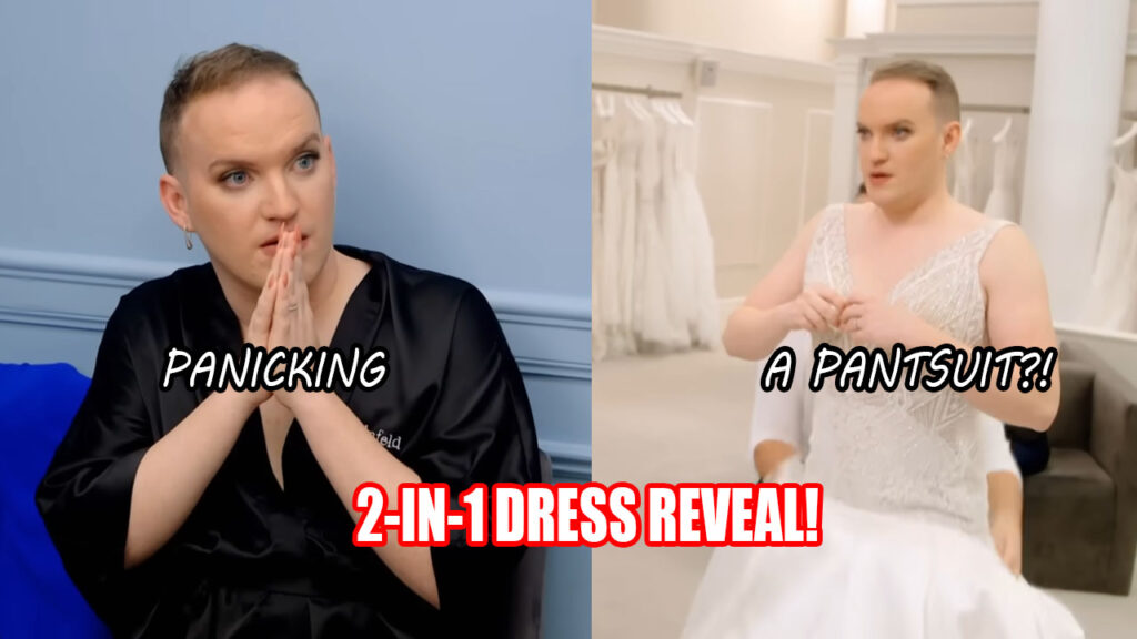 Non-binary bride Kevin discussing LGBTQ+ wedding planning at Kleinfeld.
