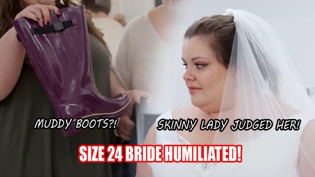 Emotional size 24 bride crying happy tears during her wedding dress fitting after dropping her defense mechanisms.