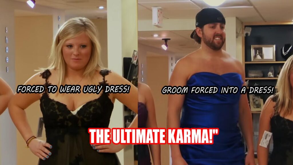 Toxic groom smiling and admitting he wants to force his bridesmaids to wear ugly dresses for his pleasure.